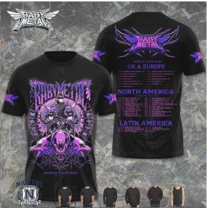 Babymetal Purple Skull Wolf World Tour Music Concert T Shirt
