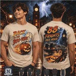 Back To The Frights Pumpkin Car Time Travel Halloween T Shirt