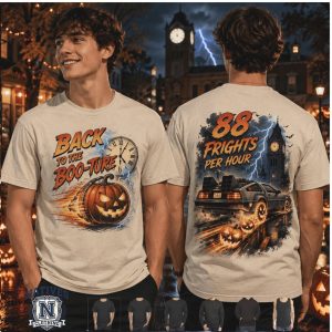 Back To The Frights Pumpkin Car Time Travel Halloween T Shirt