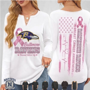 Baltimore Ravens Breast Cancer Awareness Never Give Up T Shirt