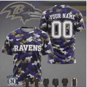 Baltimore Ravens Camouflage Custom Name Number Football Jersey