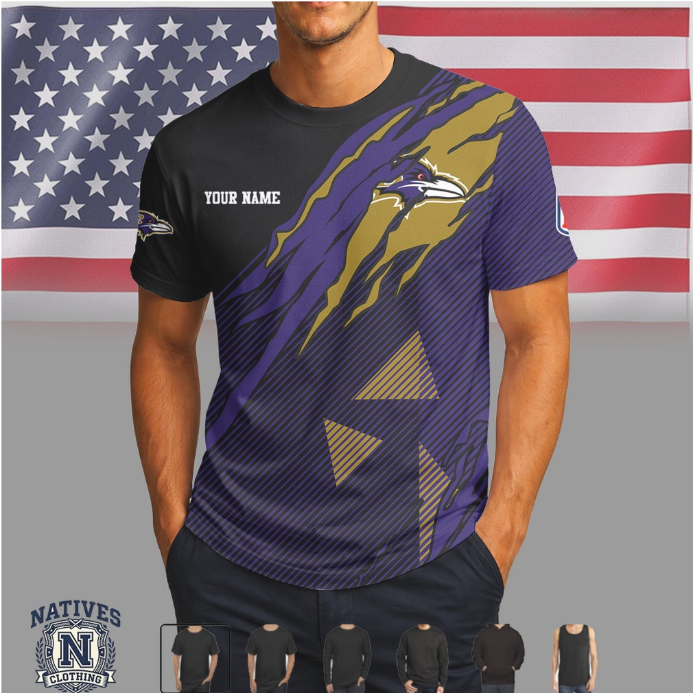 Baltimore Ravens Custom Name NFL Tear Design Graphic T Shirt Baltimore Ravens Custom Name NFL Tear Design Graphic T Shirt