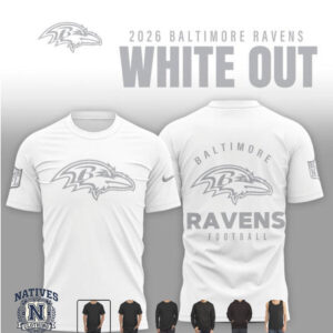 Baltimore Ravens Football Team Logo White Out 2026 T Shirt