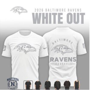 Baltimore Ravens Football Team Logo White Out 2026 T Shirt