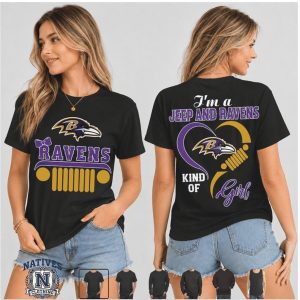 Baltimore Ravens Jeep Heartbeat Kind Of Girl T Shirt