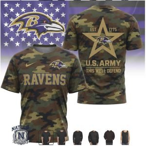 Baltimore Ravens US Army Camouflage Star Military Honor T Shirt