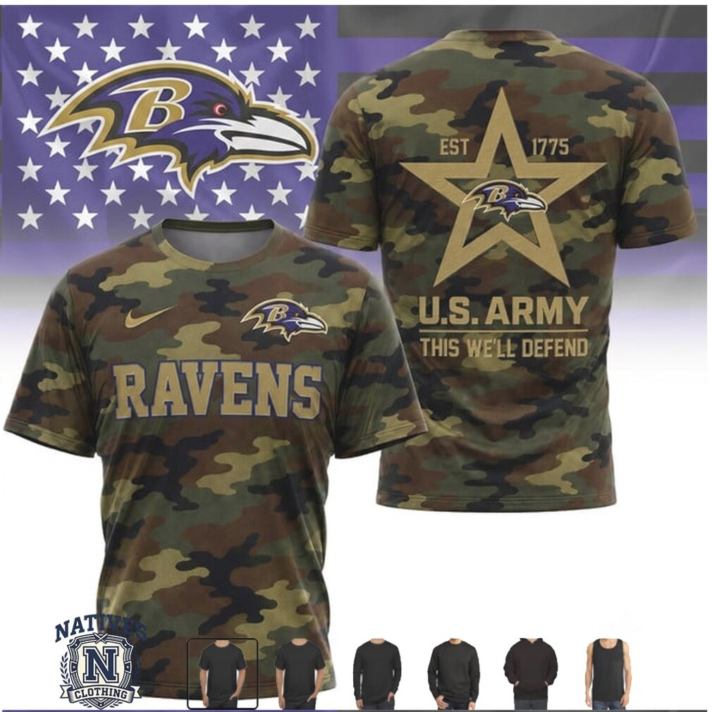 Baltimore Ravens US Army Camouflage Star Military Honor T Shirt Baltimore Ravens US Army Camouflage Star Military Honor T Shirt