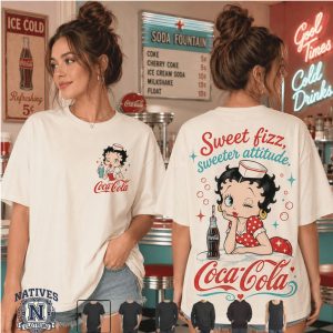 Betty Boop Coca Cola Sweet Fizz Attitude Retro Graphic T Shirt