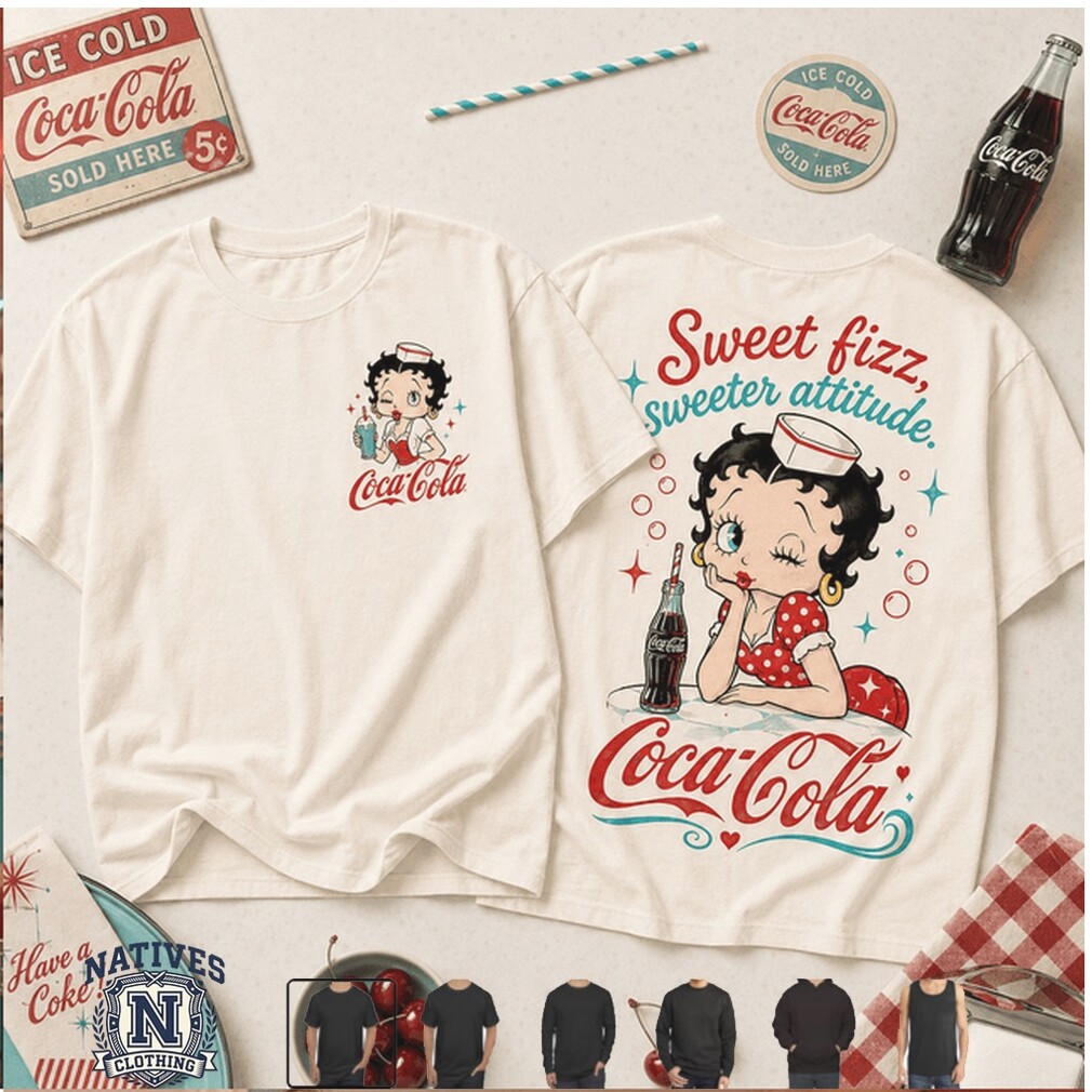Betty Boop Coca Cola Sweet Fizz Attitude Retro Graphic T Shirt Betty Boop Coca Cola Sweet Fizz Attitude Retro Graphic T Shirt
