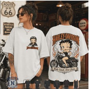 Betty Boop Harley Davidson Motorcycle Ride Loud T Shirt