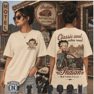 Betty Boop Indian Motorcycle Route 66 Classic Soul T Shirt