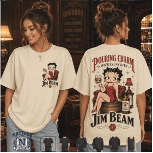 Betty Boop Jim Beam Whiskey Pouring Charm Vintage T Shirt