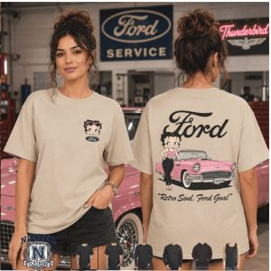Betty Boop Pink Ford Thunderbird Retro Soul Graphic T Shirt