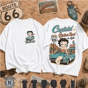 Betty Boop Route 66 Cruisin The Mother Road Vintage Style T Shirt