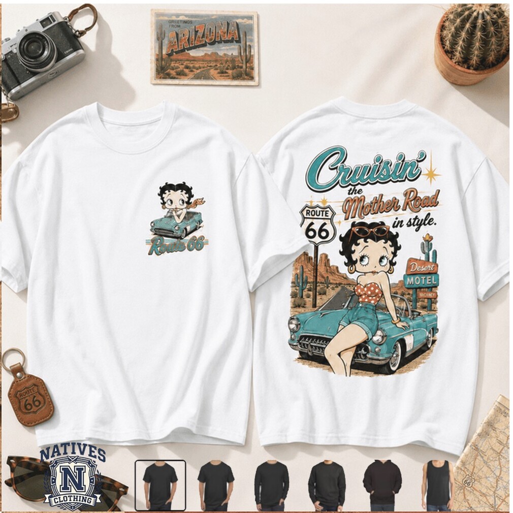 Betty Boop Route 66 Cruisin The Mother Road Vintage Style T Shirt Betty Boop Route 66 Cruisin The Mother Road Vintage Style T Shirt