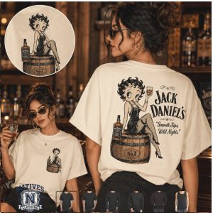 Betty Boop Whiskey Barrel Smooth Sips Vintage Graphic T Shirt