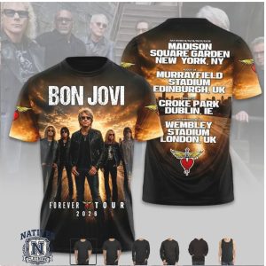 Bon Jovi Forever Tour 2026 Concert Sunset Rock Band T Shirt