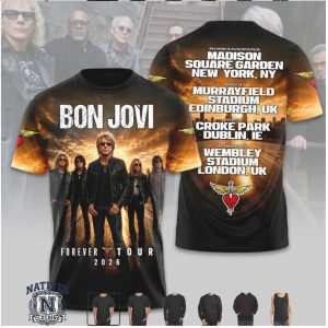 Bon Jovi Forever Tour 2026 Concert Sunset Rock Band T Shirt