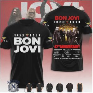 Bon Jovi Forever Tour 42Nd Anniversary Signatures T Shirt