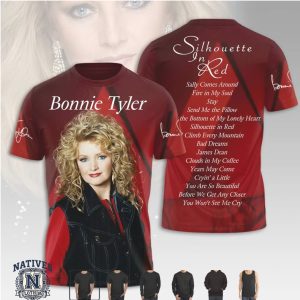 Bonnie Tyler Silhouette In Red Album Tracklist Tour T Shirt