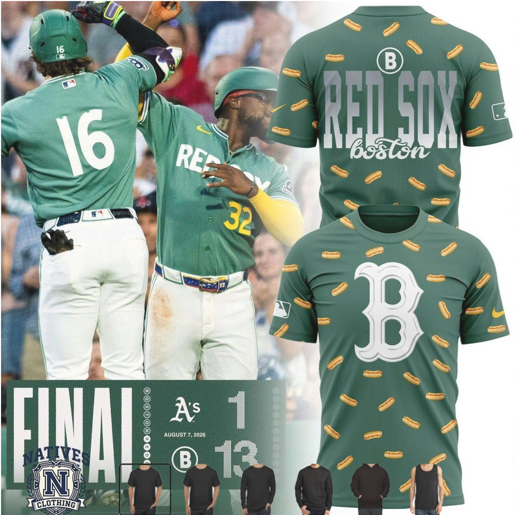 Boston Red Sox Hot Dog Pattern Baseball Jersey Boston Red Sox Hot Dog Pattern Baseball Jersey