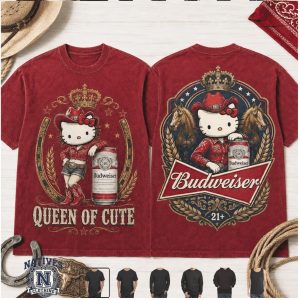 Budweiser Hello Kitty Queen Of Cute Cowgirl Western T Shirt