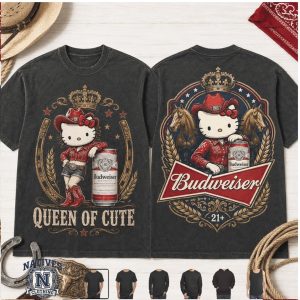 Budweiser Hello Kitty Queen Of Cute Cowgirl Western T Shirt