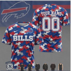 Buffalo Bills Custom Name Number Red White Blue Camo T Shirt