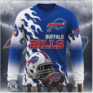 Buffalo Bills Football Helmet Flame Graphic Hoodie