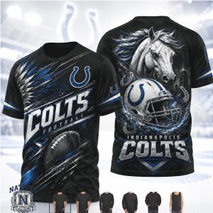 Indianapolis Colts Horse Helmet Graphic Football Team T Shirt