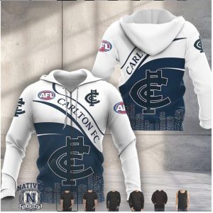Carlton Football Club AFL Monogram Logo T Shirt Hoodie