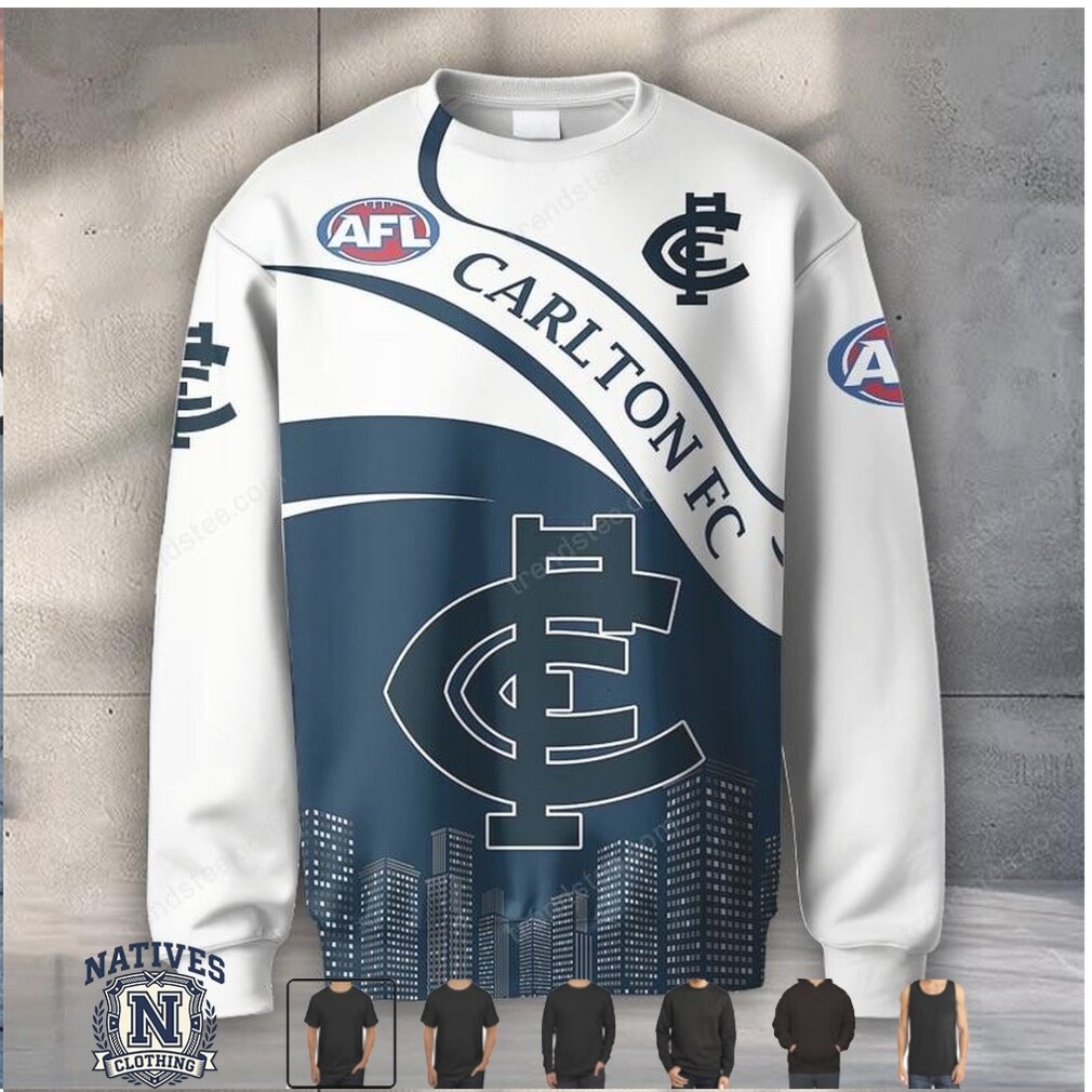 Carlton Football Club AFL Monogram Logo T Shirt Hoodie Carlton Football Club AFL Monogram Logo T Shirt Hoodie