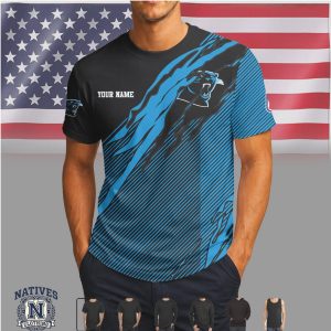 Carolina Panthers Custom Name Ripped Style Performance T Shirt