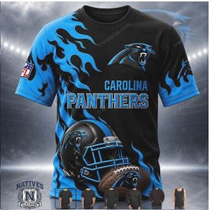 Carolina Panthers Football Helmet Flame Graphic Hoodie