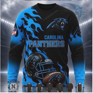 Carolina Panthers Football Helmet Flame Graphic Hoodie