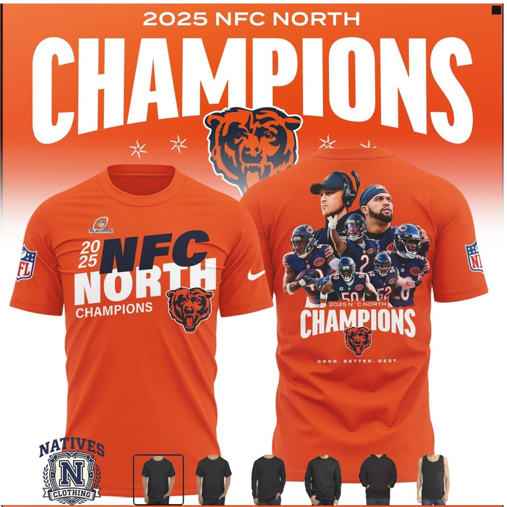Chicago Bears 2025 NFC North Champions Player Graphic Fan T Shirt Chicago Bears 2025 NFC North Champions Player Graphic Fan T Shirt