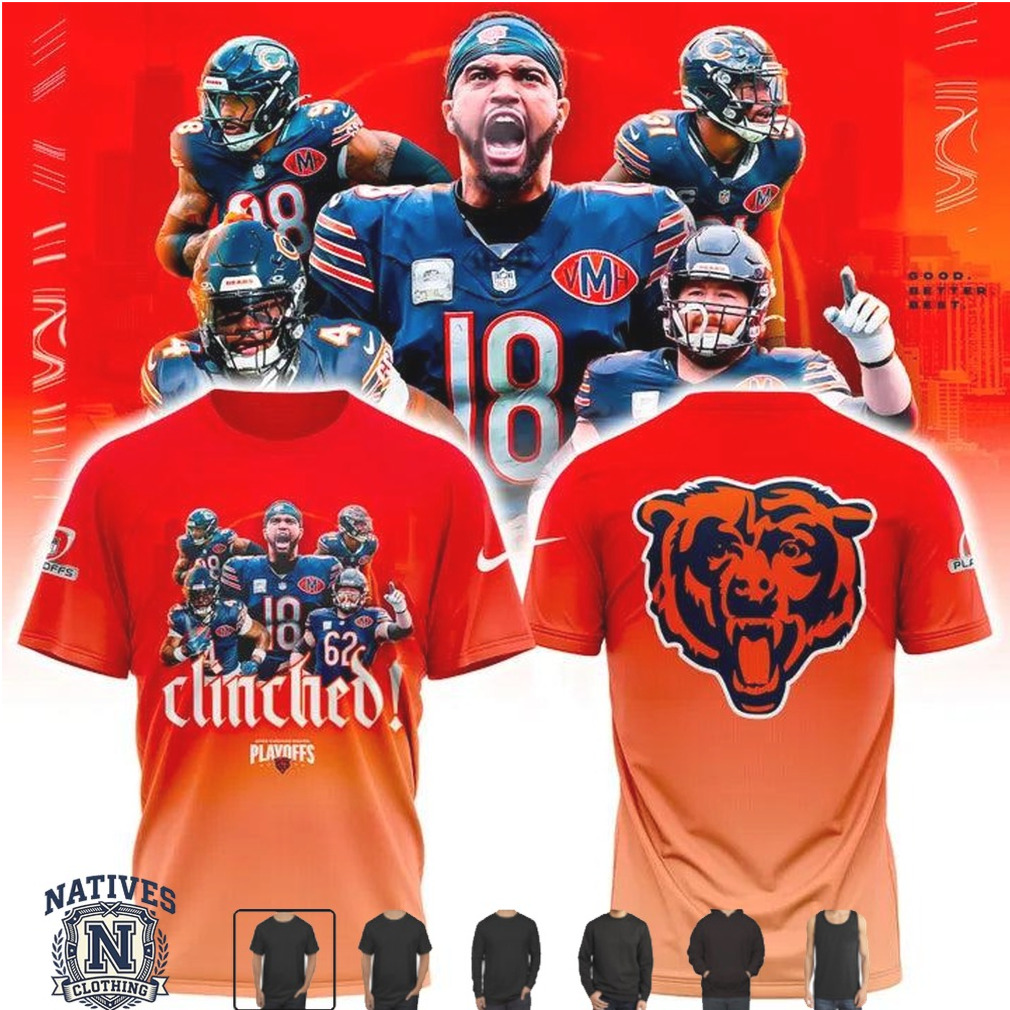Chicago Bears Clinched Playoffs Caleb Williams Football T Shirt Chicago Bears Clinched Playoffs Caleb Williams Football T Shirt