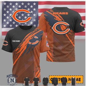 Chicago Bears Custom Name Ripped Style Performance T Shirt