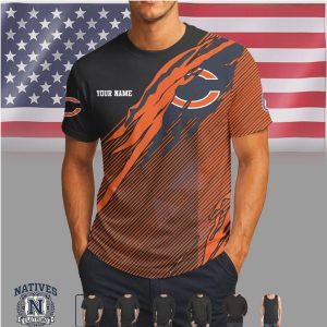 Chicago Bears Custom Name Ripped Style Performance T Shirt