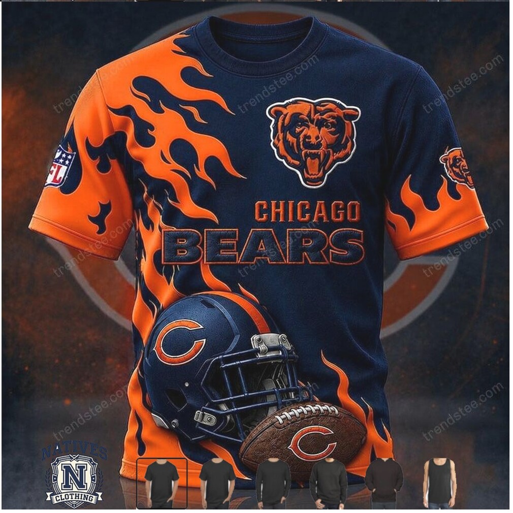 Chicago Bears Football Helmet Flame Graphic Hoodie Chicago Bears Football Helmet Flame Graphic Hoodie