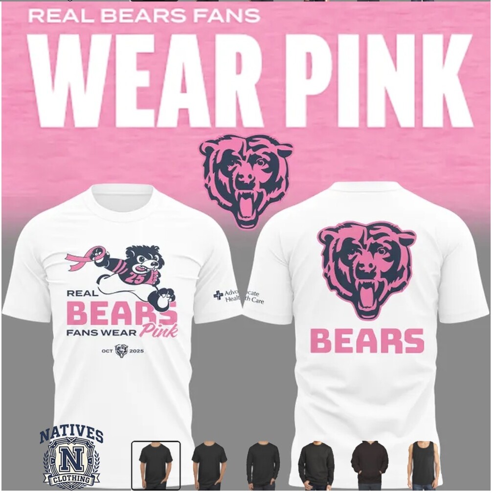 Chicago Bears Real Fans Wear Pink October Awareness Graphic T Shirt Chicago Bears Real Fans Wear Pink October Awareness Graphic T Shirt
