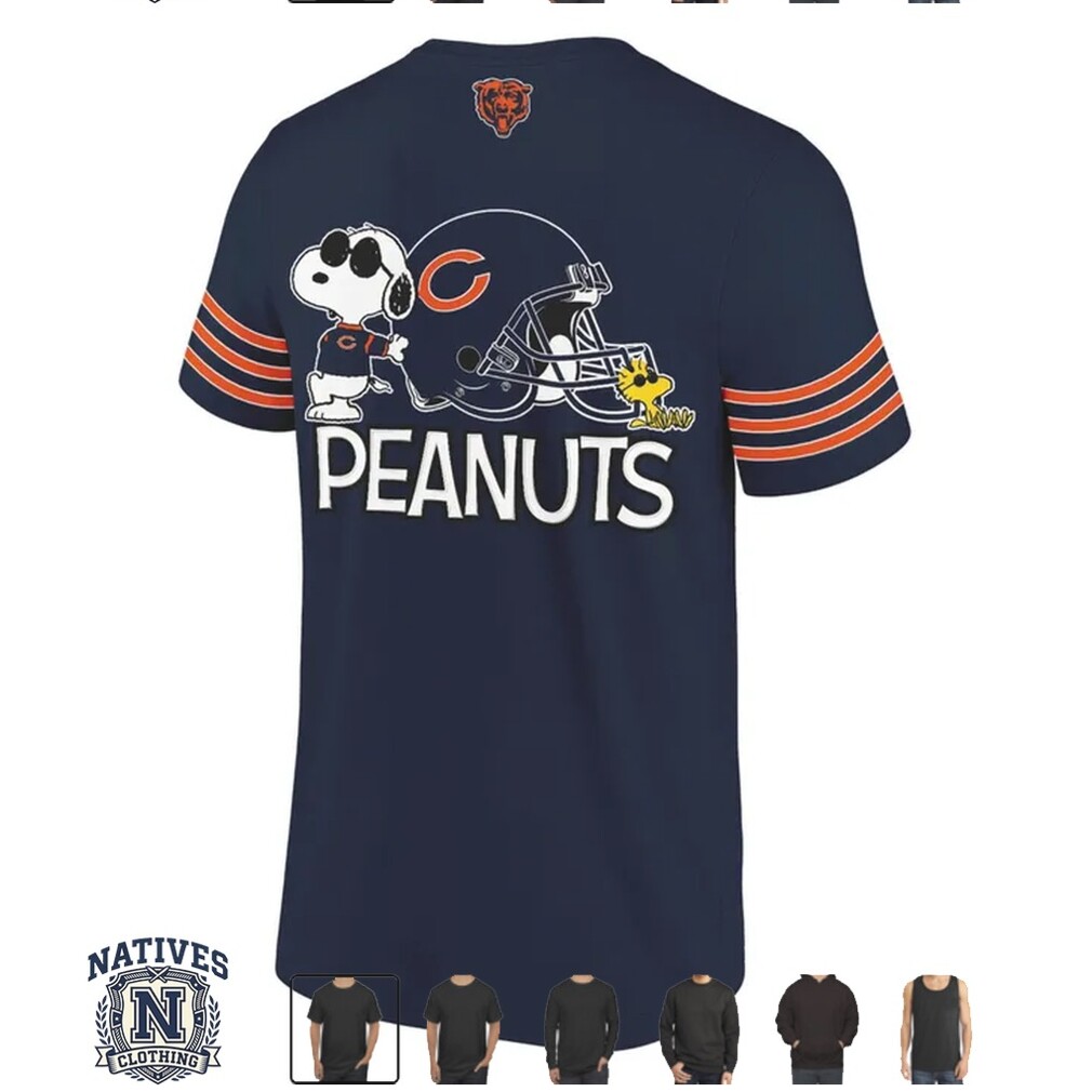 Chicago Bears X Peanuts Snoopy Helmet Football Mascot Graphic T Shirt Chicago Bears X Peanuts Snoopy Helmet Football Mascot Graphic T Shirt