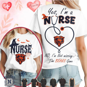 Chicago Football Nurse Halloween Stethoscope Heart T Shirt