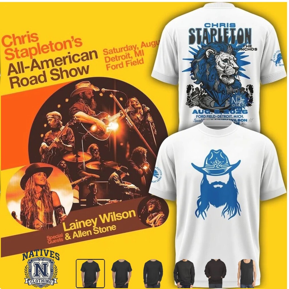 Chris Stapleton All American Road Show Detroit Concert T Shirt Chris Stapleton All American Road Show Detroit Concert T Shirt