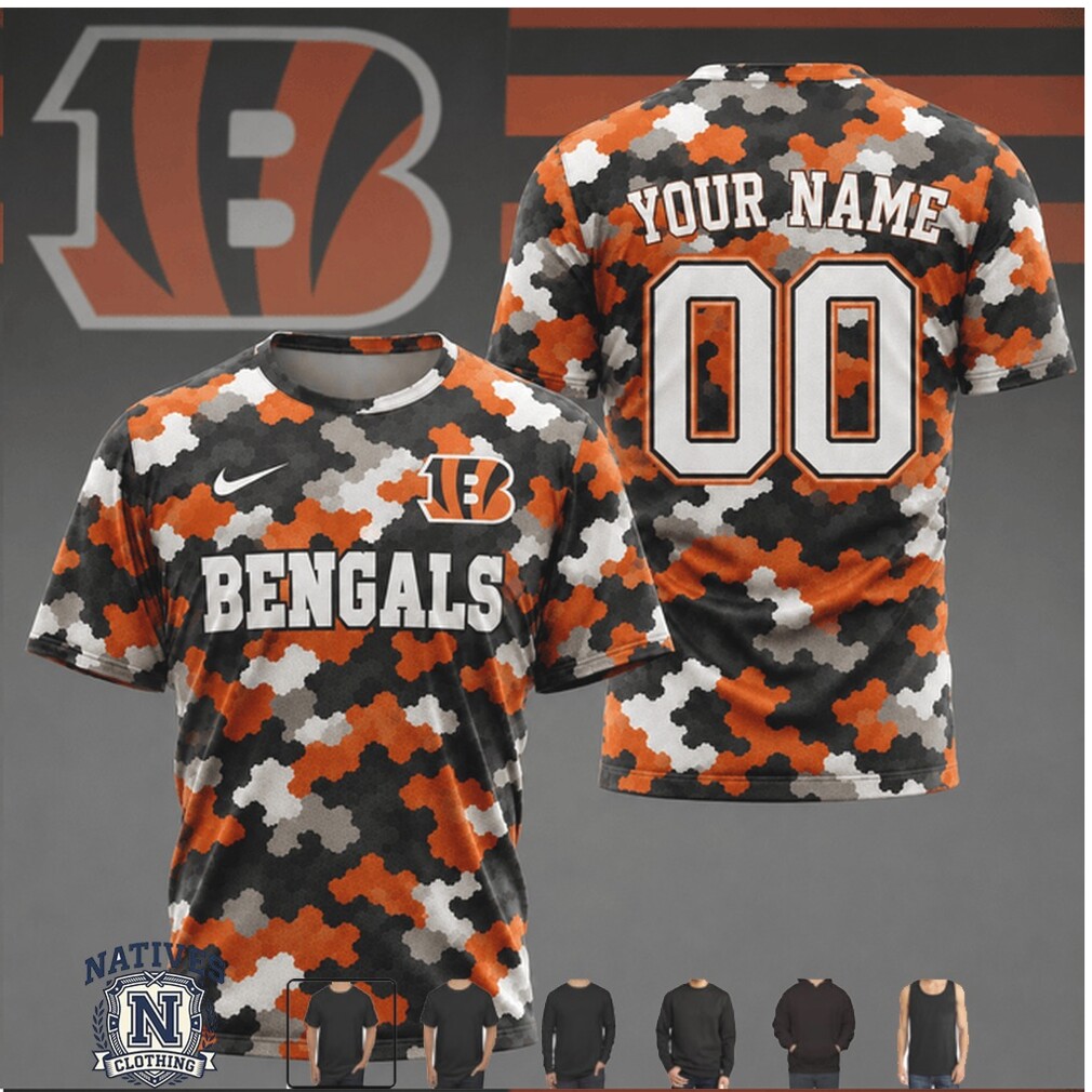 Cincinnati Bengals Camouflage Custom Name Number Football Jersey Cincinnati Bengals Camouflage Custom Name Number Football Jersey