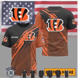 Cincinnati Bengals Custom Name Ripped Style Performance T Shirt