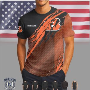 Cincinnati Bengals Custom Name Ripped Style Performance T Shirt