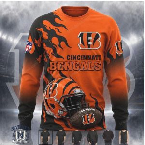 Cincinnati Bengals Helmet Flame Graphic Hoodie