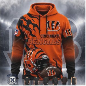 Cincinnati Bengals Helmet Flame Graphic Hoodie