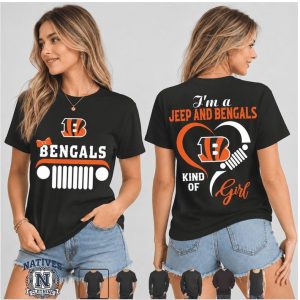Cincinnati Bengals Jeep Heartbeat Kind Of Girl T Shirt